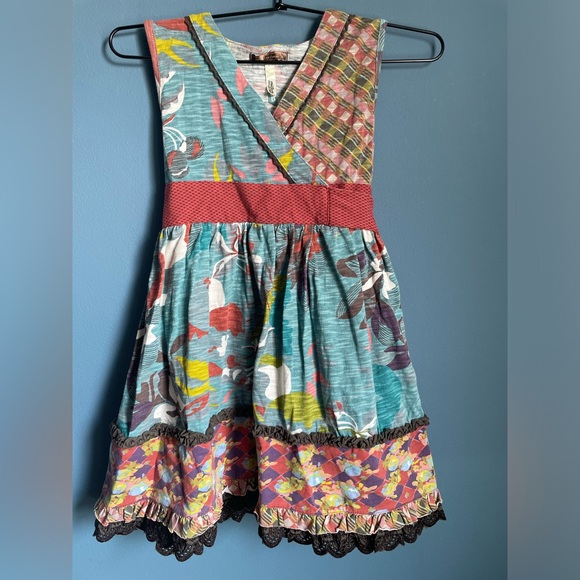 Matilda Jane Other - Matilda Jane Adriana Multi Colored Girls Boho Dress Size 6 Eyelet Trim Ruffles